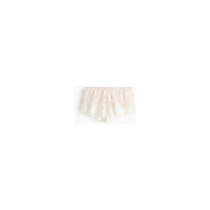 H&M - Krajkové kalhotky shortie - Bledě Béžová