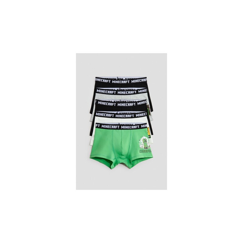 H&M - Bavlněné trenýrky 5 kusů - Zelená/Minecraft