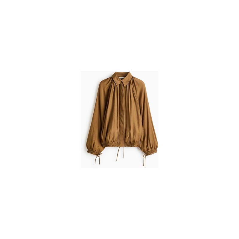 H&M - Oversized košile se stahovacími šňůrkami - Tmavě Béžová
