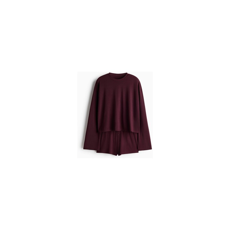 H&M - Pyžamo z viskózové směsi - Burgundy
