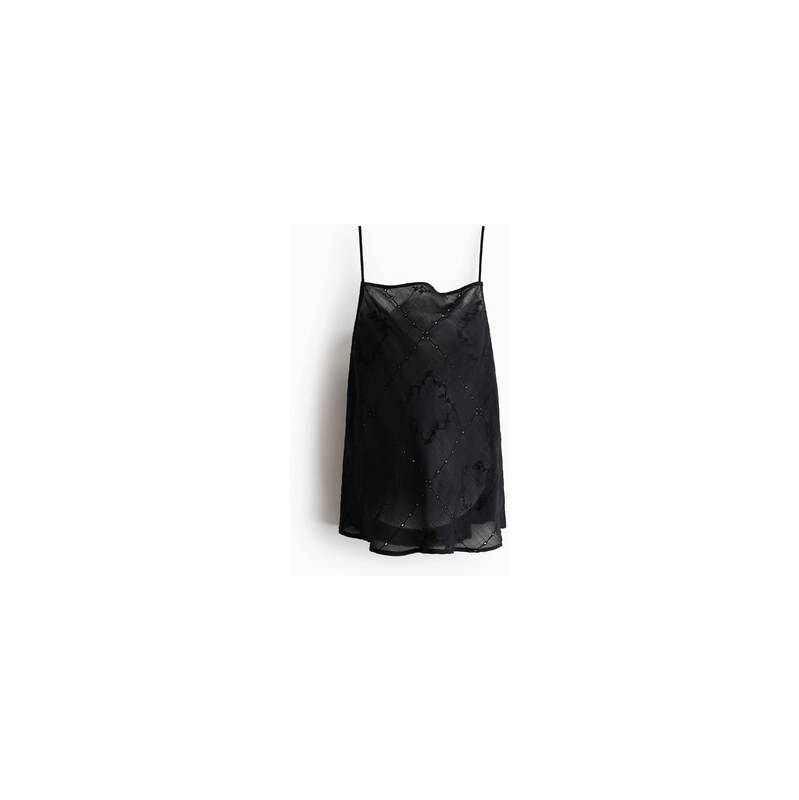 H&M - Top na ramínkas madeirou - Černá