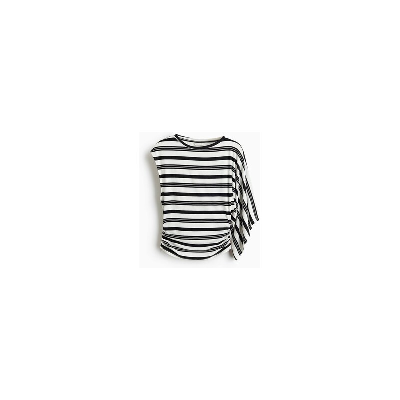 H&M - Asymetrický žerzejový top - Černá/Bílé Proužky