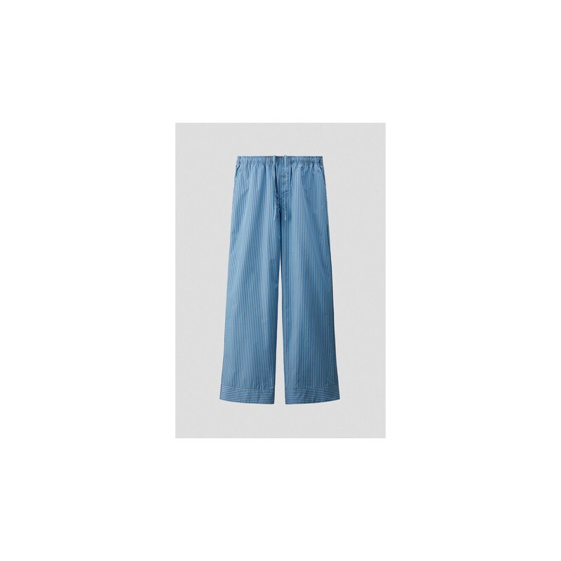 H&M - Kalhoty z bavlny pima Loose Fit - Modrá/Proužky