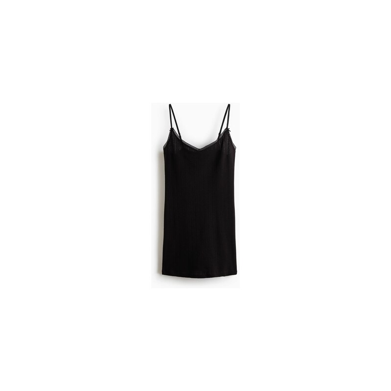 H&M - Bavlněná noční košilkas ažurovým vzorem - Černá