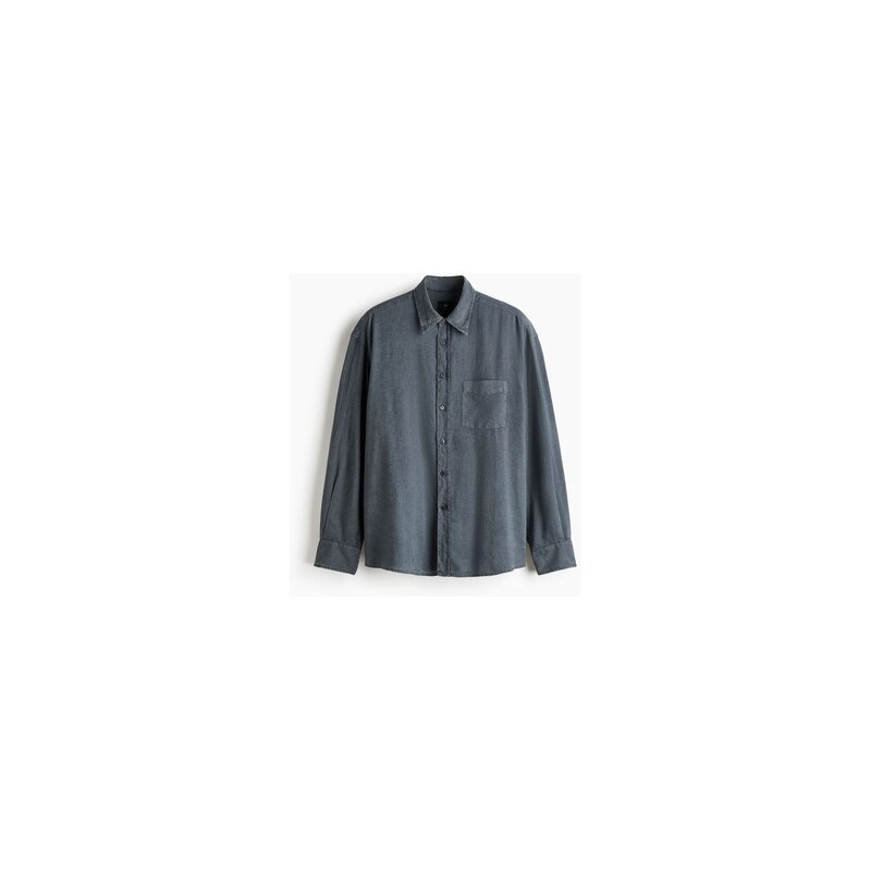 H&M - Košile z lněné směsi Relaxed Fit - Tmavě Šedá