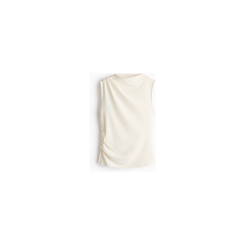 H&M - Mačkaný tops řasením - Krémová