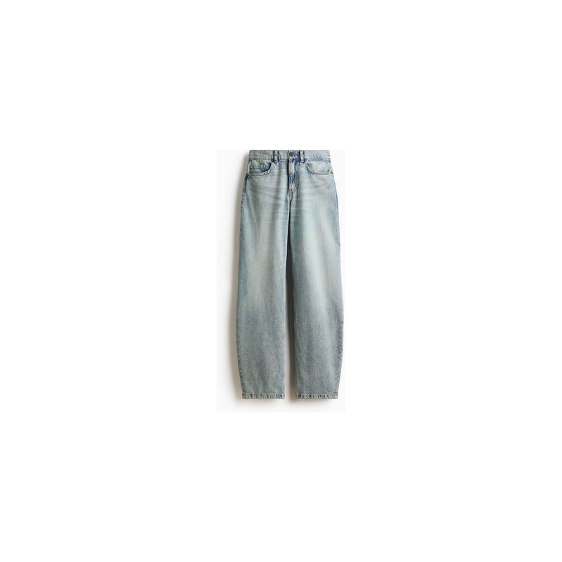 H&M - Barrel Regular Waist Jeans - Světlý Denim Blue