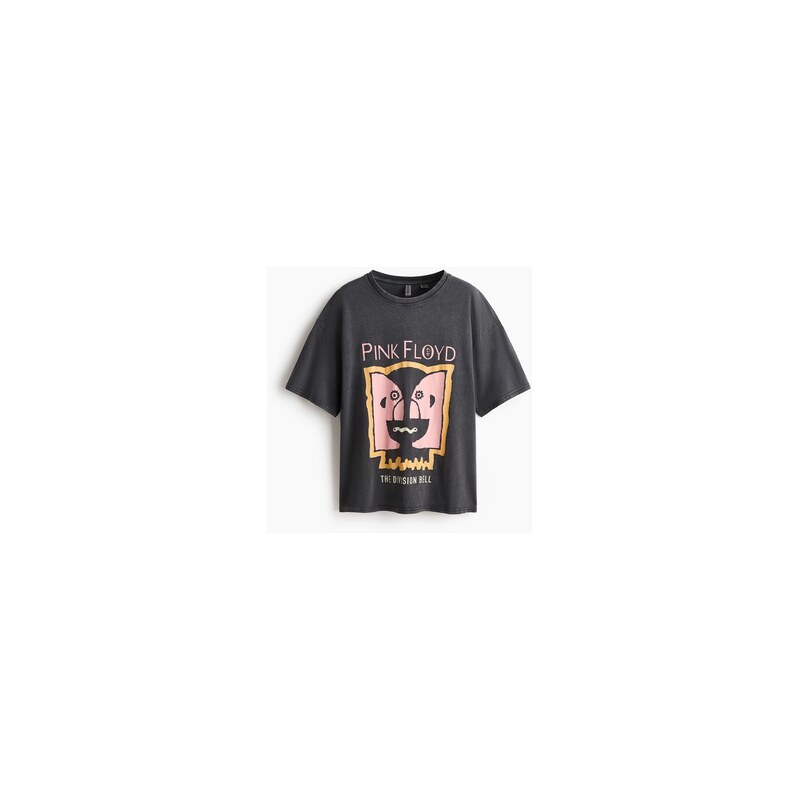 H&M - Oversized tričkos potiskem - Tmavě Šedá/Pink Floyd