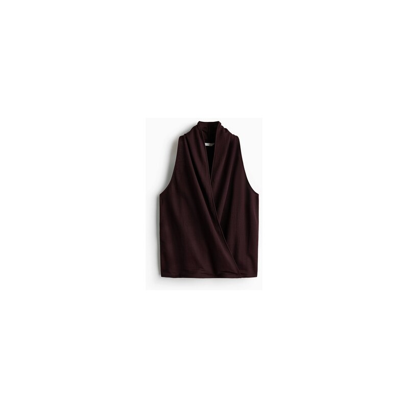 H&M - Tops křížením a šálovým límcem - Tmavě Hnědá