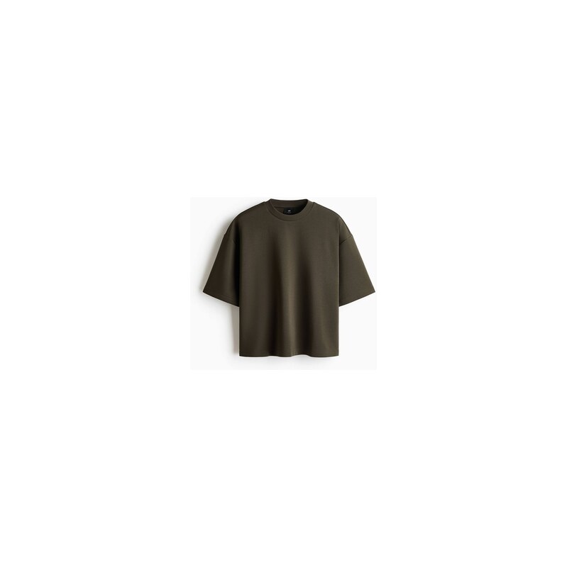 H&M - Tričko z materiálu scuba Oversized Fit - Tmavě Zelená