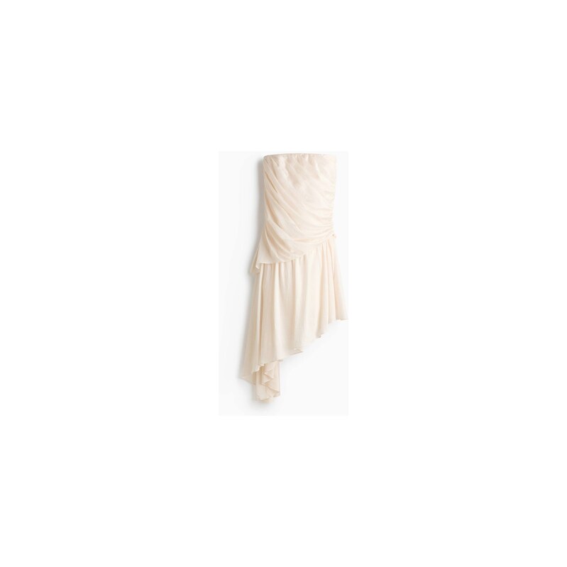 H&M - Řasené šaty bandeau - Krémová