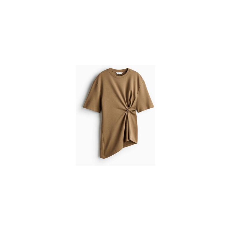 H&M - Asymetrický tops řasením - Hnědošedá