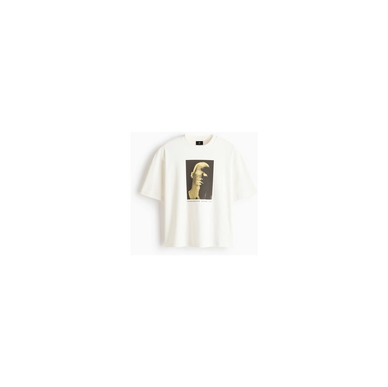 H&M - Bavlněné tričkos potiskem Relaxed Fit Boxy - Bílá/Recorded