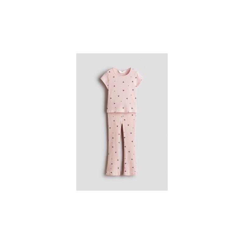 H&M - Dvoudílná souprava z žebrované bavlny - Light Dusty Pink
