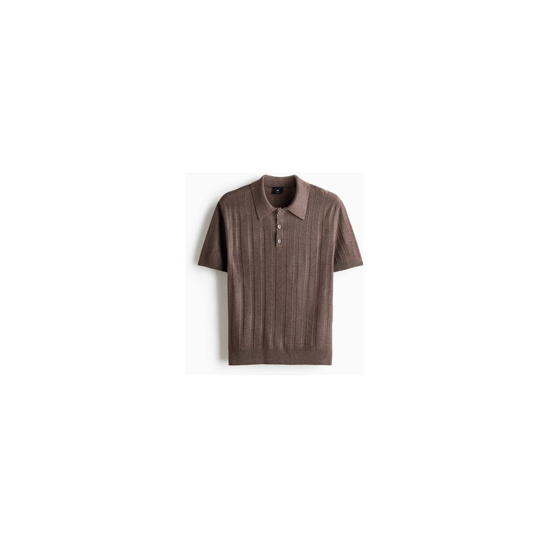 H&M - Pletený tops texturou a límečkem Regular Fit - Tmavá