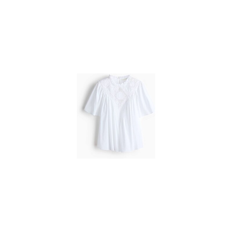 H&M - Bavlněná halenkas výšivkou - Bílá