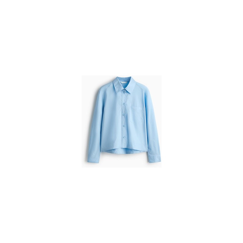 H&M - Oversized popelínová košile - Bleděmodrá