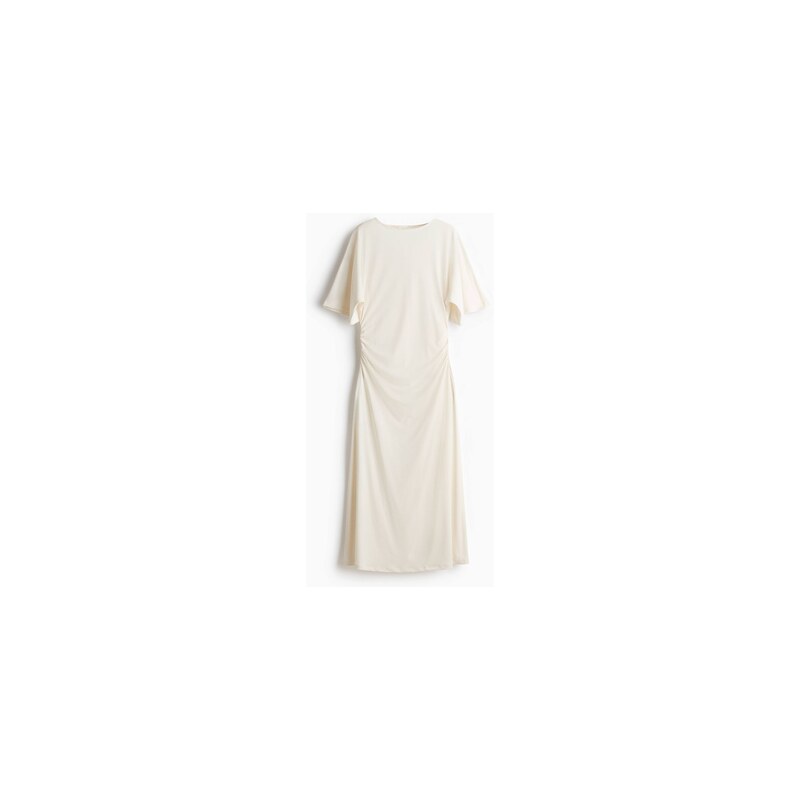 H&M - Řasené tričkové šaty - Krémová