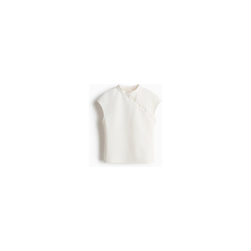 H&M - Tops knoflíky a křidélkovými rukávy - Slonovinová