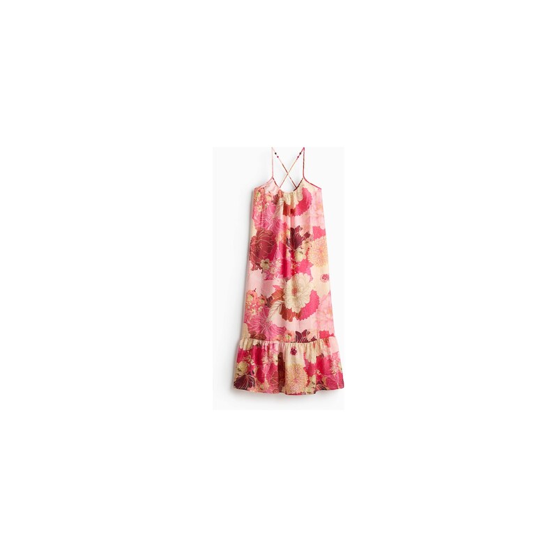 H&M - Áčkové šatys vázačkami - Růžová/Květy