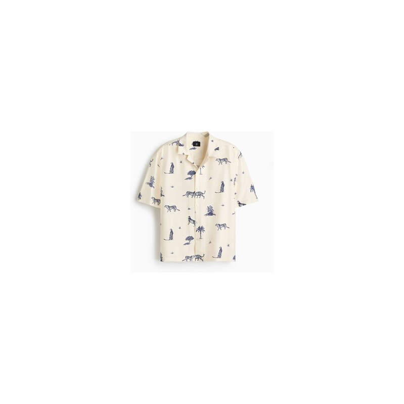 H&M - Košiles potiskem a rozhalenkou Relaxed Fit - Světle Béžová