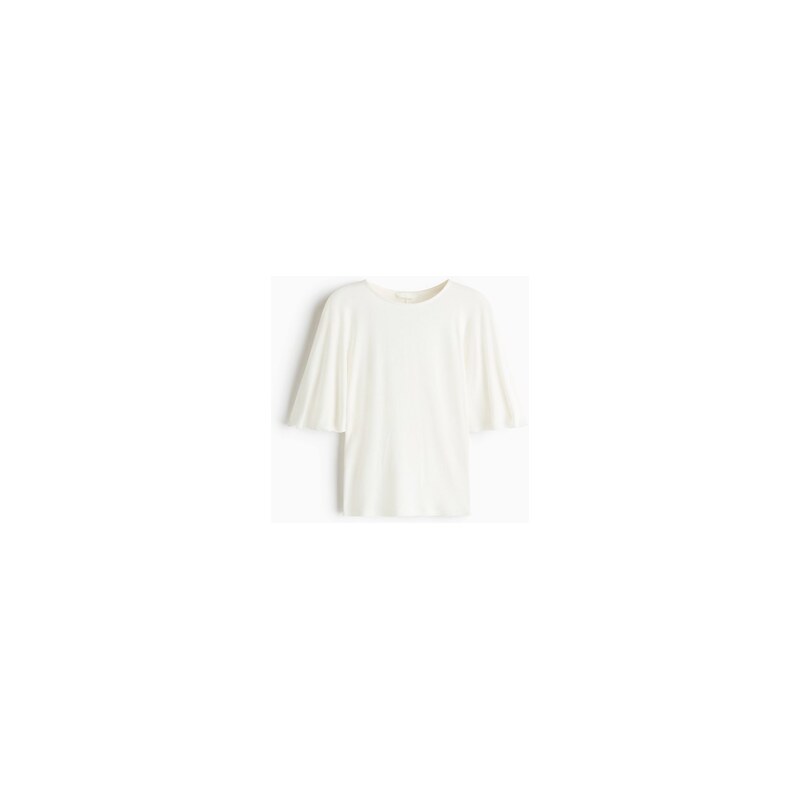 H&M - Žebrovaný tops netopýřími rukávy - Slonovinová