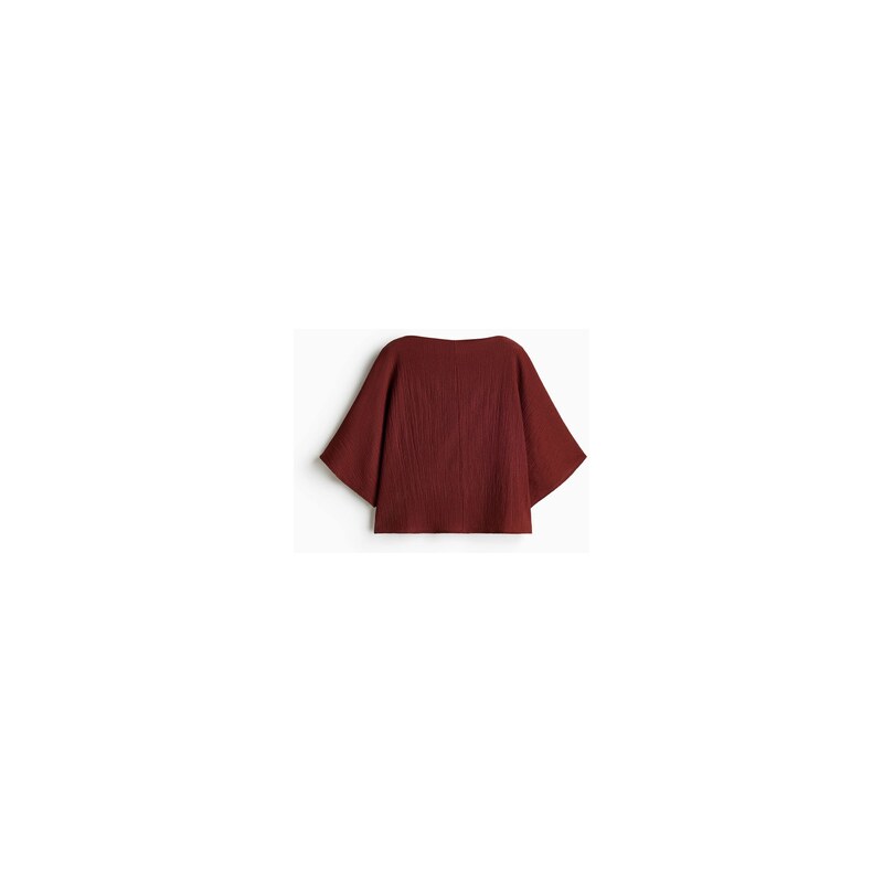 H&M - Mačkaný tops lodičkovým výstřihem - Rezavě Červená