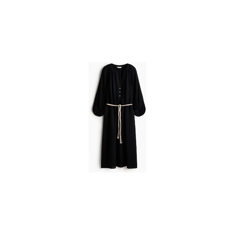 H&M - Oversized šatys vázacím páskem - Černá