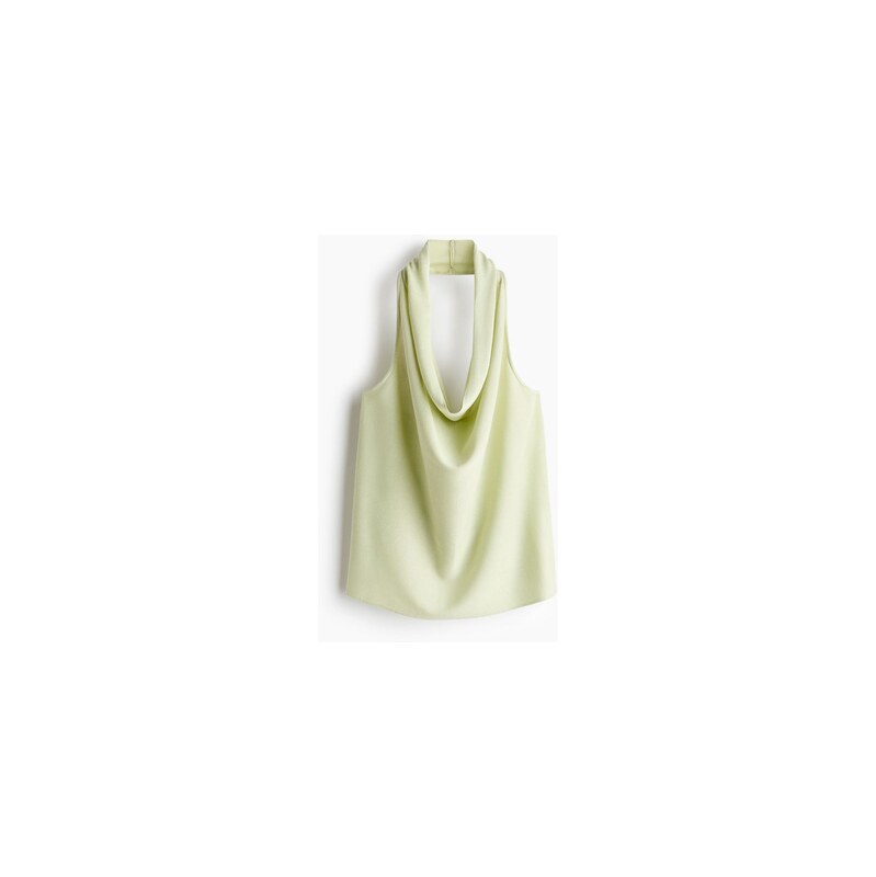 H&M - Top halterneck z jemného úpletu - Světle Zelená