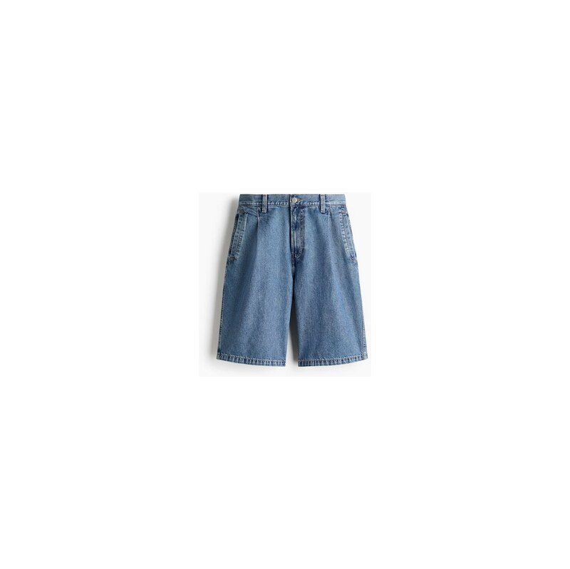 H&M - Džínové šortky se sklady Baggy - Tmavý Denim Blue
