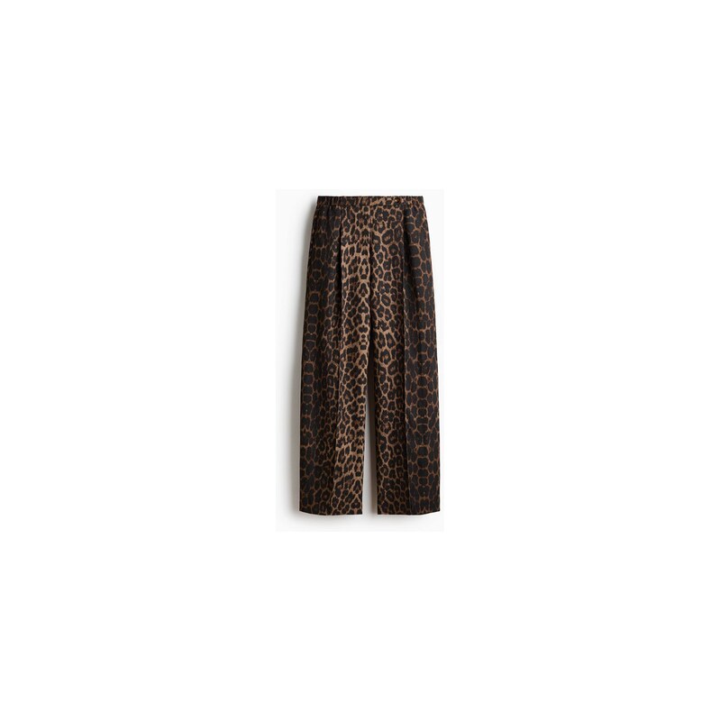 H&M - Soudkovité kalhotys puky - Hnědá/Leopardí Potisk