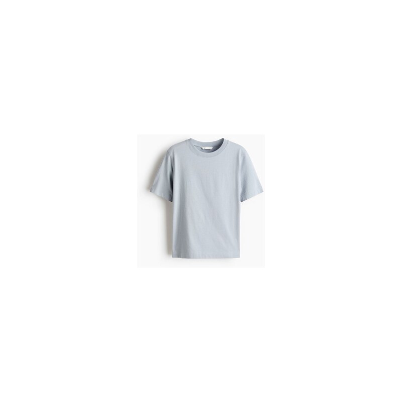 H&M - Bavlněné tričko - Tlumená Bleděmodrá