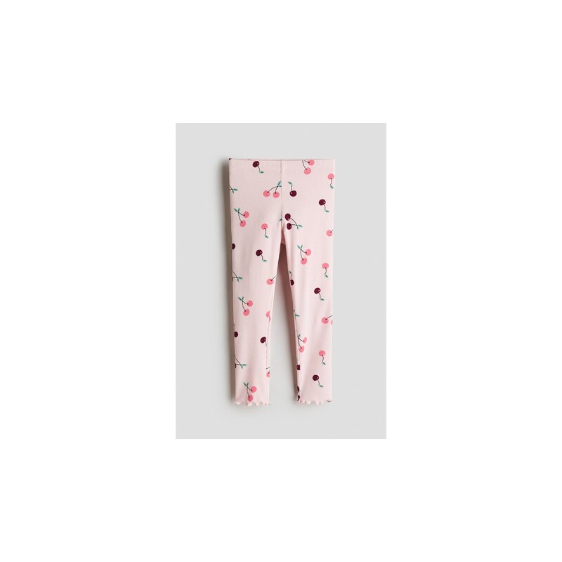 H&M - Žebrované bavlněné legíny - Světle Růžová/Třešně