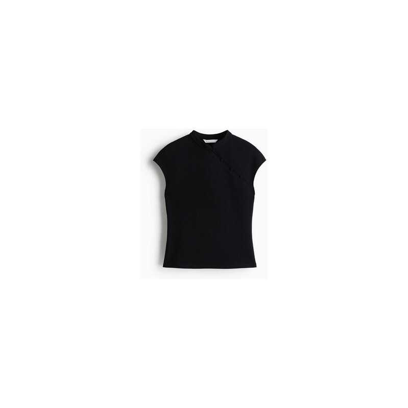 H&M - Tops knoflíky a křidélkovými rukávy - Černá