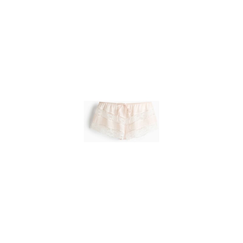 H&M - Šifónové kalhotky shortie - Světle Béžová/Bílá