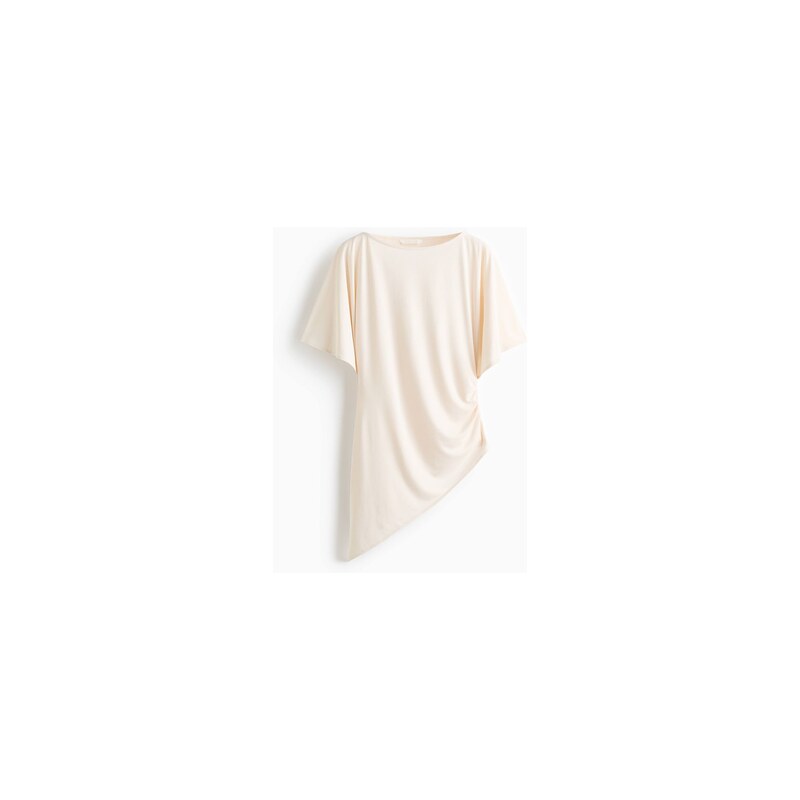 H&M - Asymetrický tops motýlkovými rukávy - Krémová
