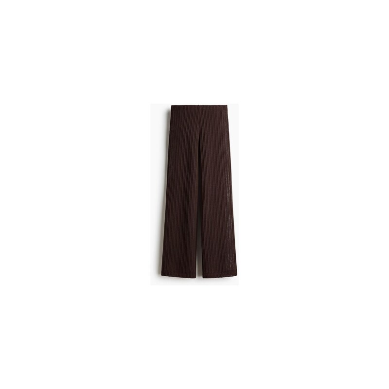 H&M - Kalhoty z žebrovaného úpletu - Tmavě Hnědá