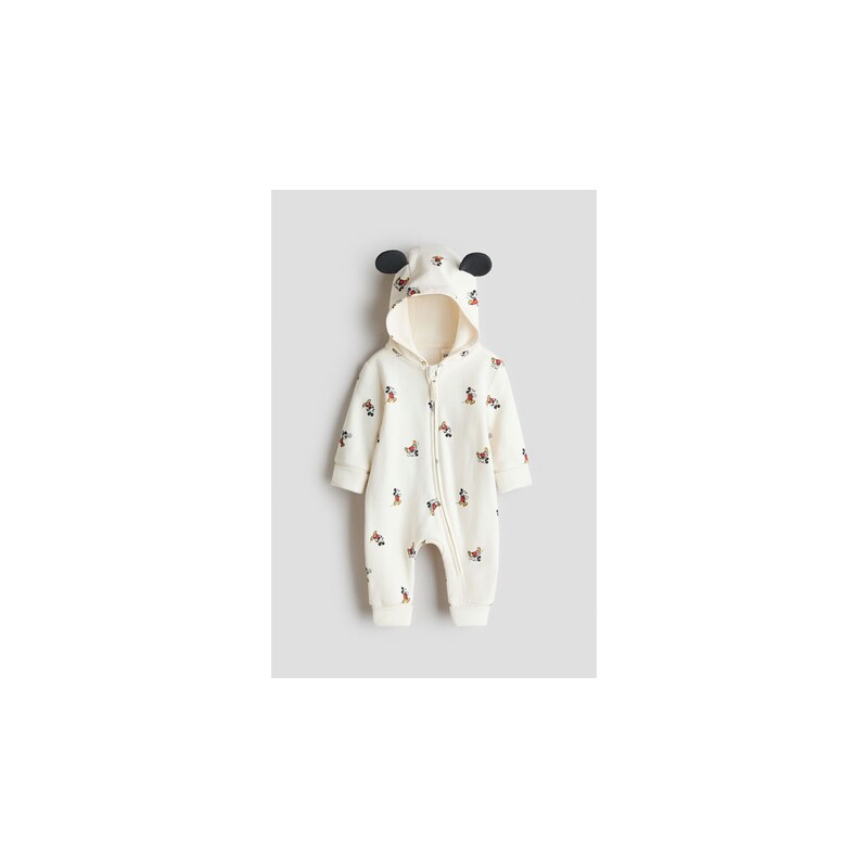 H&M - Teplákový overals potiskem - Bílá/Myšák Mickey