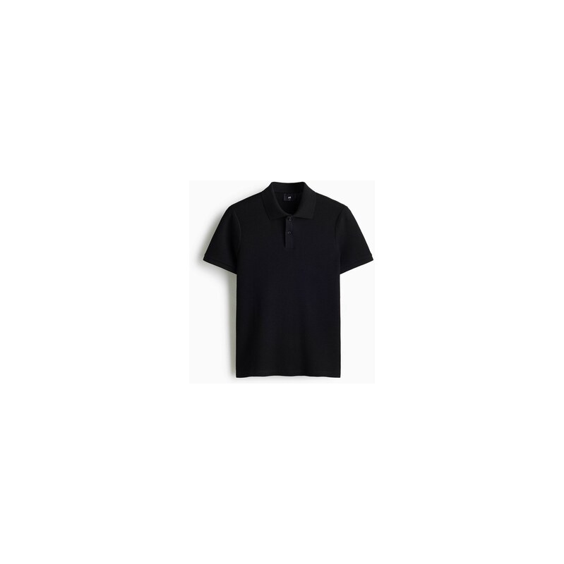 H&M - Top z vaflového úpletus límečkem Slim Fit - Černá