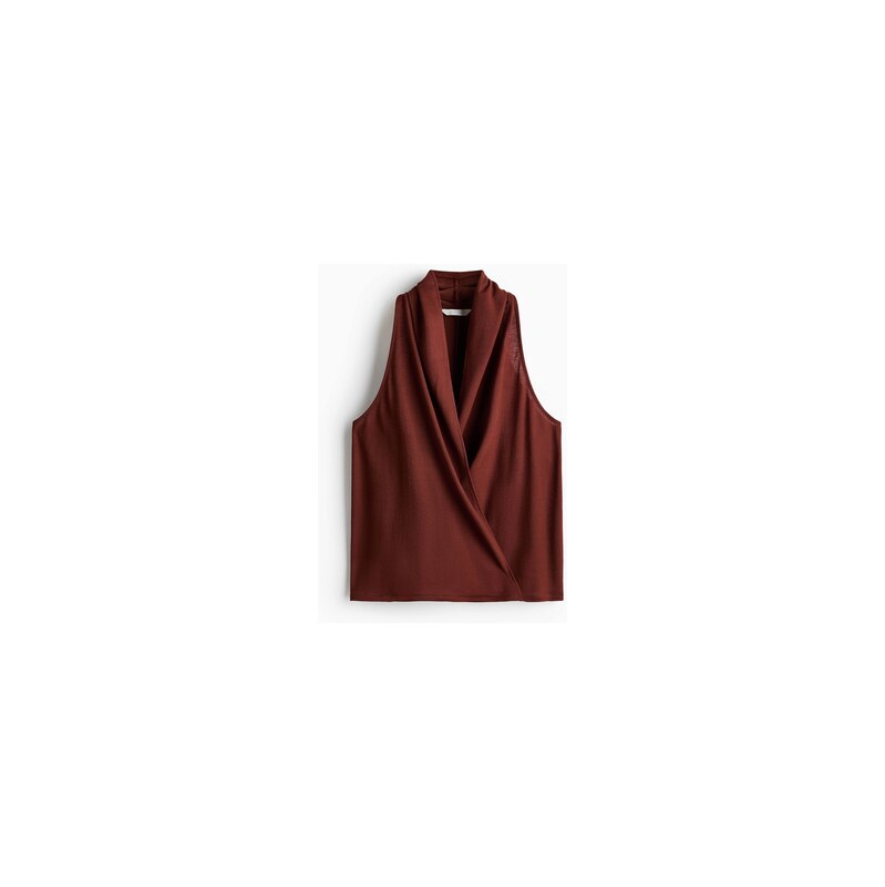 H&M - Tops křížením a šálovým límcem - Rezavě Hnědá