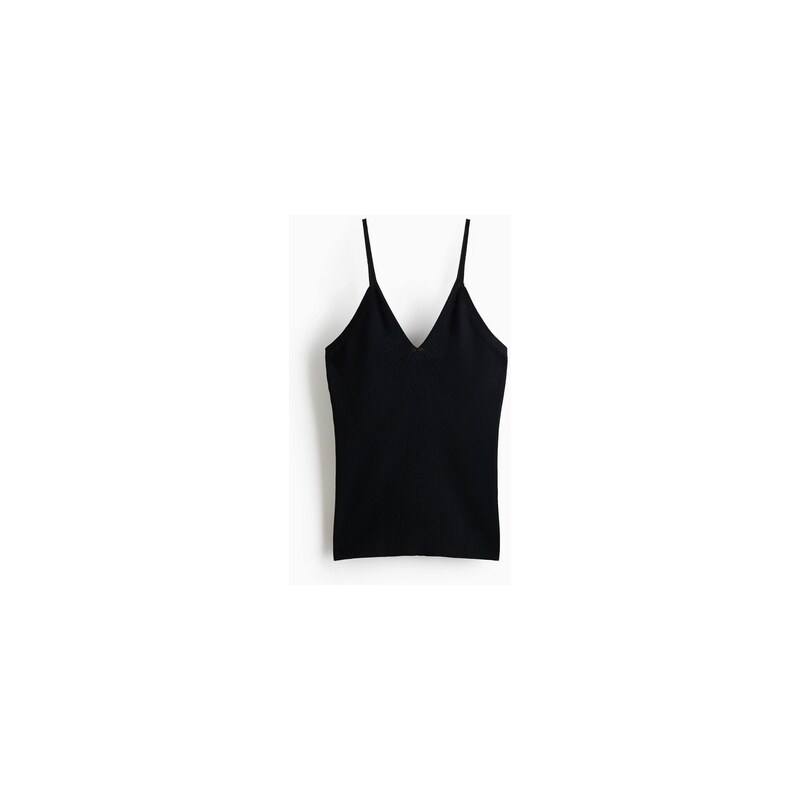 H&M - Top z žebrovaného úpletu - Černá