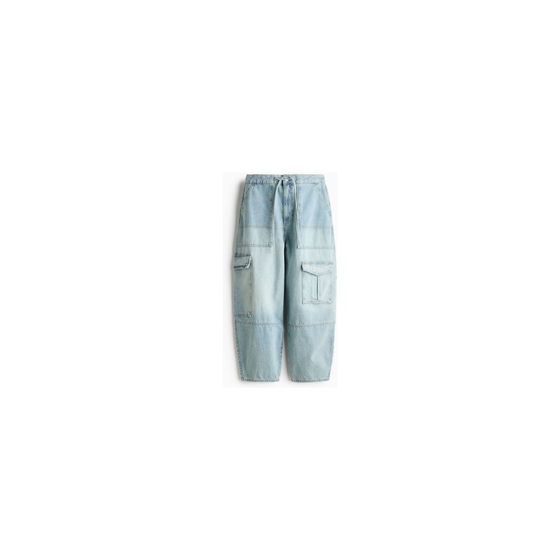 H&M - Barrel Regular Waist Ankle Jeans - Světlý Denim Blue