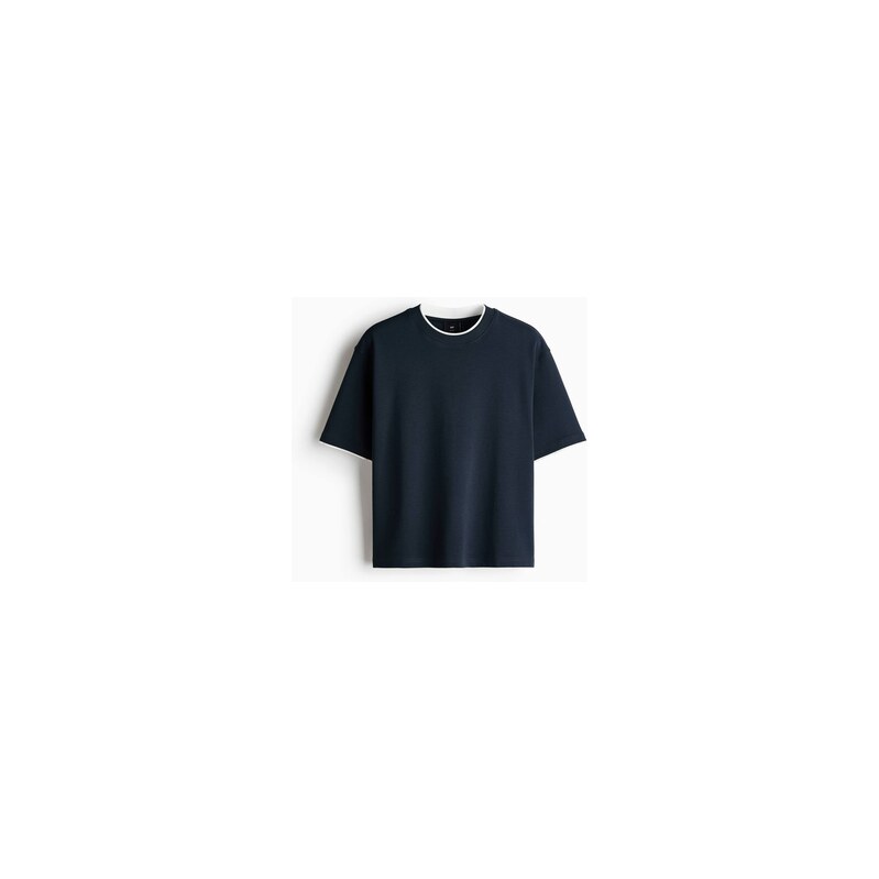 H&M - Tričko Relaxed Fit Boxy - Námořnická Modř