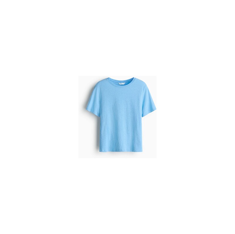 H&M - Tričko z lněné směsi - Modrá