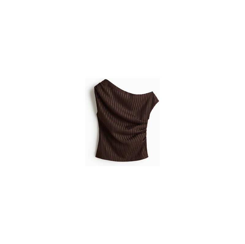 H&M - Tops texturou odhalující rameno - Tmavě Hnědá