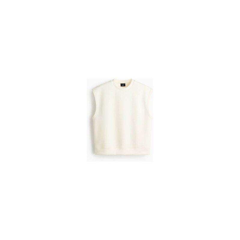 H&M - Top bez rukávů z materiálu scuba Relaxed Fit - Krémová