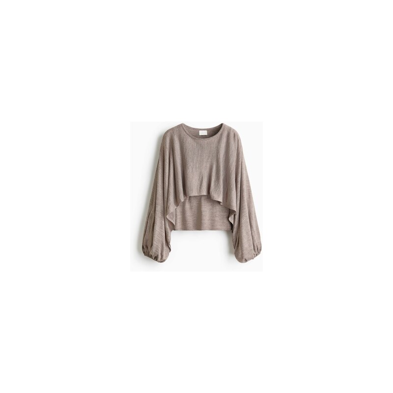 H&M - Vrstvený top z jemného úpletu - Hnědošedá