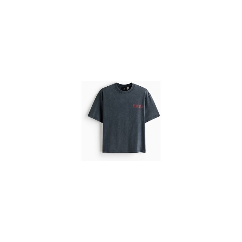 H&M - Bavlněné tričkos potiskem Relaxed Fit - Sepraná Černá