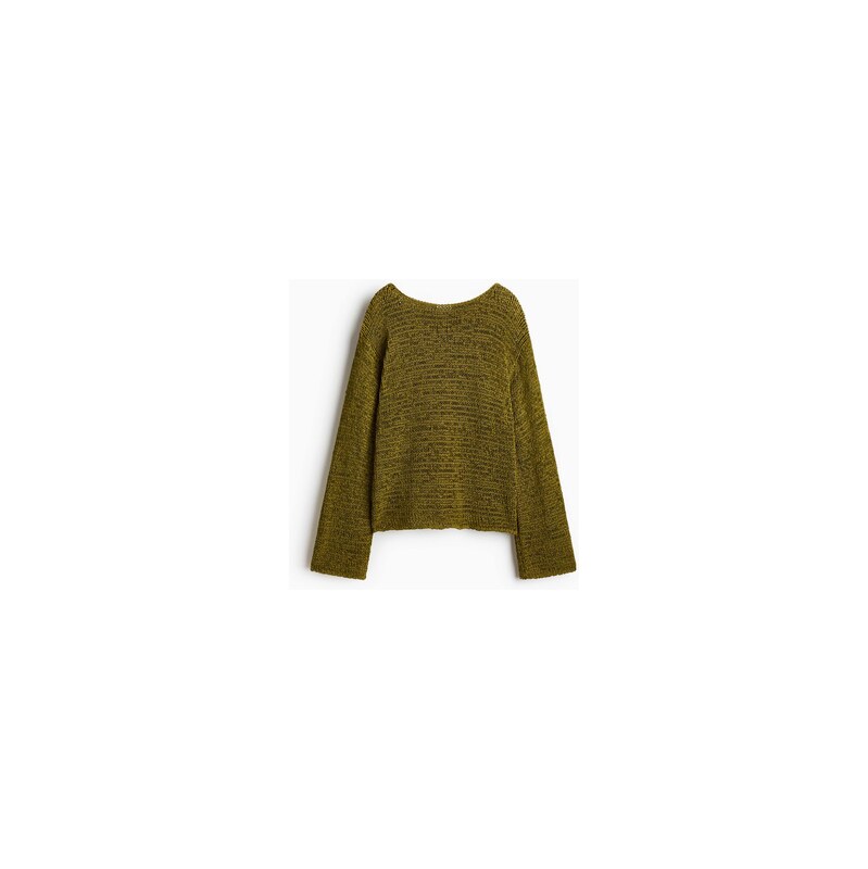 H&M - Oversized svetr z úpletus texturou - Khaki Zelený Melír