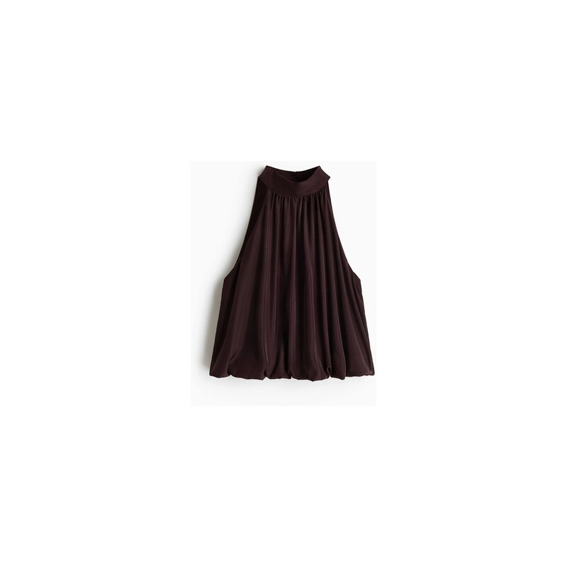 H&M - Tops bublinovým lemem - Tmavě Hnědá